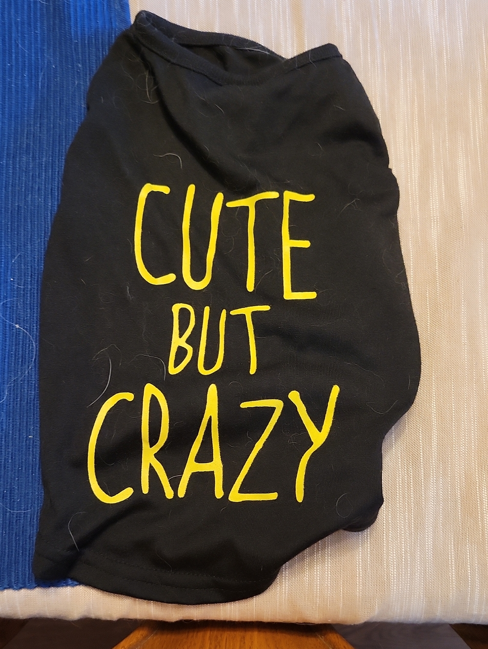 Black Dog Shirt with Yellow 'Cute But Crazy' Graphic